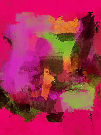 "Abstract 1," a digital piece exploring color and texture. One of the best parts of Procreate is creating these layered abstracts without the mess or drying time of physical paint.