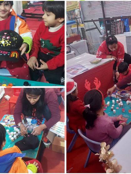 More scenes from our Christmas cap painting activity. It's always a joy to see kids and parents creating together at my event stalls.