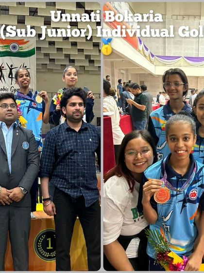 More moments of triumph from various competitions, showcasing our gymnasts with their medals, trophies, and proud coaches.