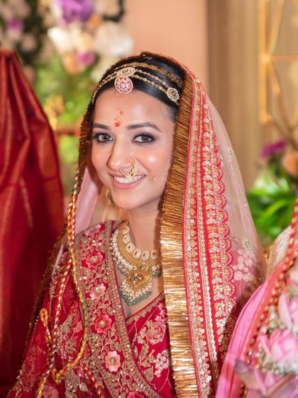 A moment captured during the ceremony. She looks serene and beautiful.