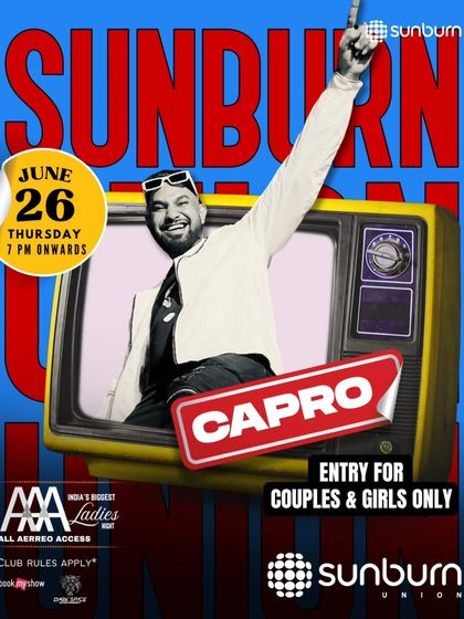 This poster from a Sunburn Union event shows me sharing the stage with another well-known DJ. I frequently collaborate with other artists to create unique and dynamic nights for the audience.