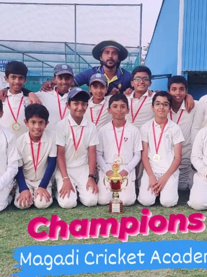 Champions of the Sheen Sports Christmas Cup U-12. Our team stands proud after a phenomenal victory, showcasing the spirit and skill that defines Magadi Cricket Academy.