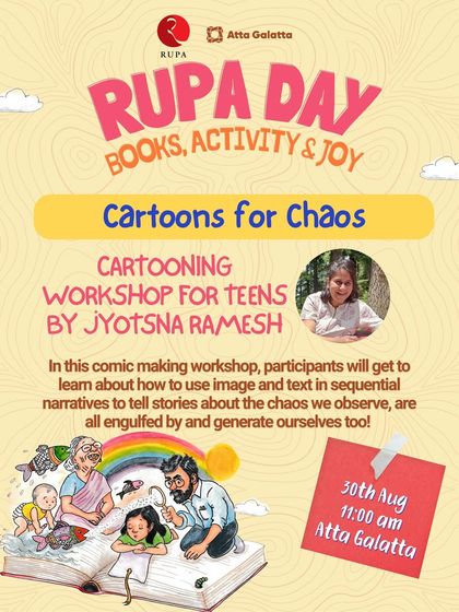 Poster for 'Cartoons for Chaos', a cartooning workshop for teens.