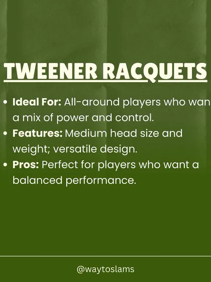 A look at tweener racquets. This guide explains how these versatile racquets offer a balanced mix of power and control, making them ideal for all-around players looking for balanced performance.