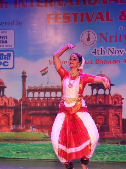 Performing at the International Classical Dance Festival is always an honor. Here, I am presenting a traditional piece, showcasing the pure classicism of the Bharatanatyam style.