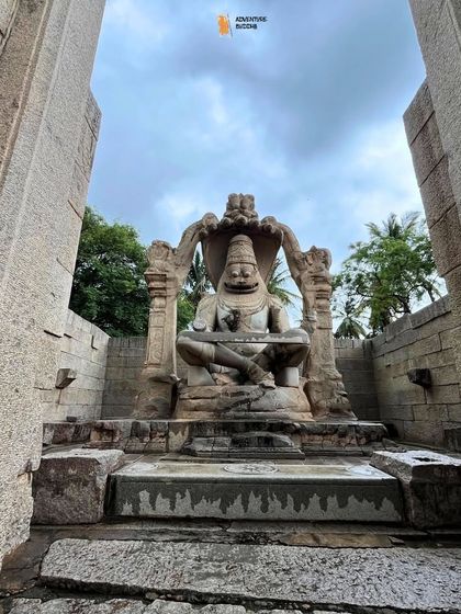 The monolithic Ugra Narasimha statue in Hampi, one of the most imposing and impressive sculptures in the entire complex.