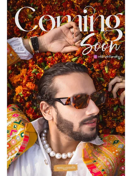 This was a creative shot for a Times Fashion Week campaign, styled by Nikheil & Rivendra. We used a bed of marigolds to create a vibrant, textured backdrop that contrasts with the model's sharp, high-fashion look.