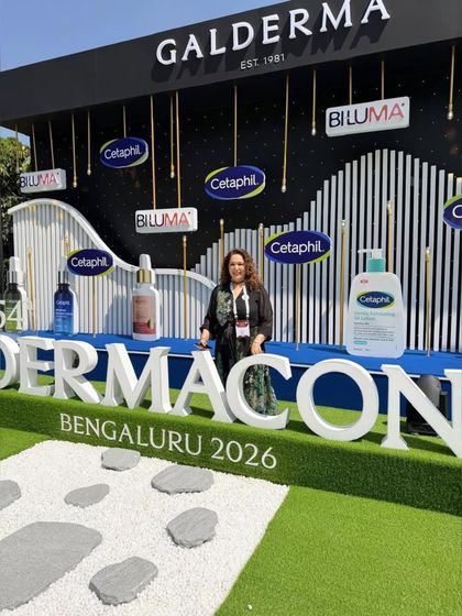 At the Galderma booth during Dermacon 2026. It's always interesting to see the latest advancements in skincare products and technology from leading brands.