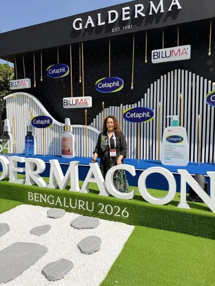 At the Galderma booth during Dermacon 2026. It's always interesting to see the latest advancements in skincare products and technology from leading brands.