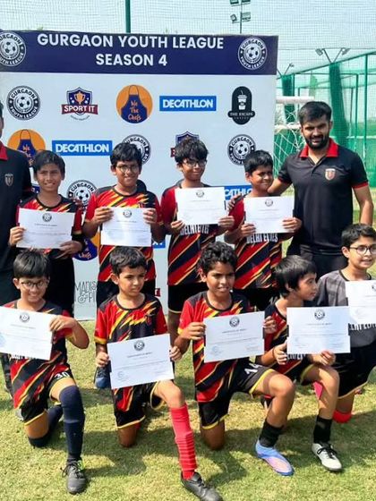 Our U-11 team celebrating their 3rd place finish in the GYL Gold Cup. Every step on the podium is a step forward.