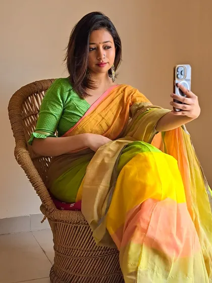 This picture captures a moment where I truly saw my own beauty, all thanks to my mom. Wearing this gorgeous multi-color mul cotton saree, I realized that sometimes all it takes is a different perspective to see the gorgeous woman you are.