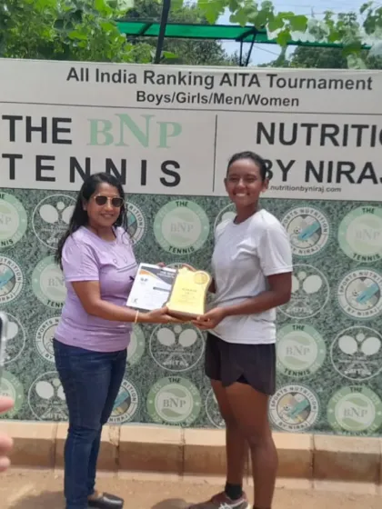 A collection celebrating Paavani Bisht's major victories, including her first All India CS U18 title and her success at the Tennis Premier League Delhi Masters.