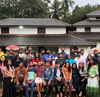 A group photo at our homestay in Kodachadri. We believe in creating a fun, community vibe on all our trips.