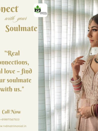 "Real connections, real love, find your soulmate with us." This image of a beautiful bride is a direct invitation to start your search.