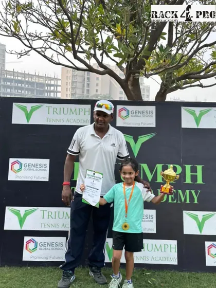 Congratulations to our player Shreeja Dubey, the champion in the Under-10 Rally category at the Triumph Open Tennis Championship. Her dedication and passion for the sport have truly paid off.