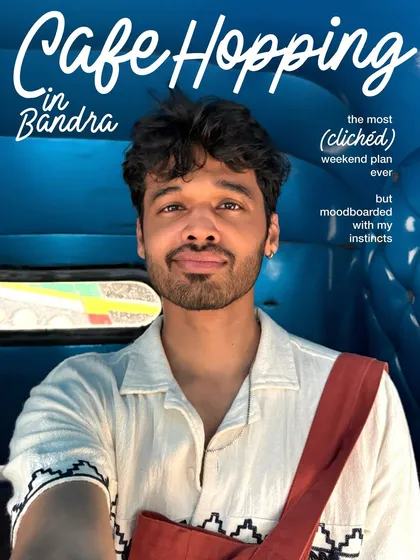 A self-portrait from a classic weekend of cafe hopping in Bandra. It's more than just a cliché; it's about capturing a personal moodboard, finding my own story within the city's rhythm, starting with a ride in an auto.