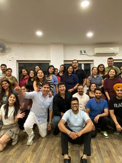 The full group after our Latin dance workshop! So much energy and so many smiles in one room.