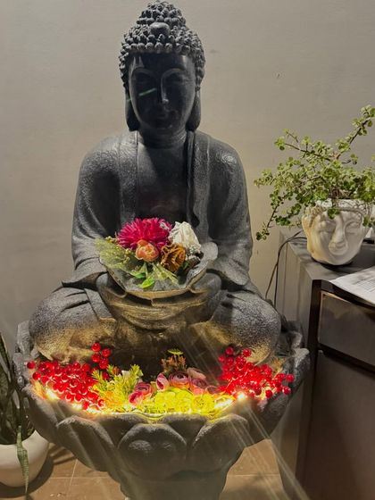 This beautiful Buddha statue is the heart of our studio, a reminder of the peace and stillness we cultivate. It was at the center of a soulful full moon ceremony where we aligned our chakras and soaked in gratitude.