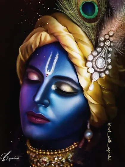 I wanted to capture the serene and divine presence of Lord Krishna in this digital painting. I spent a lot of time on the soft lighting, the rich blue skin tone, and the intricate details of the peacock feather and jewelry, aiming for a piece that feels both peaceful and powerful.