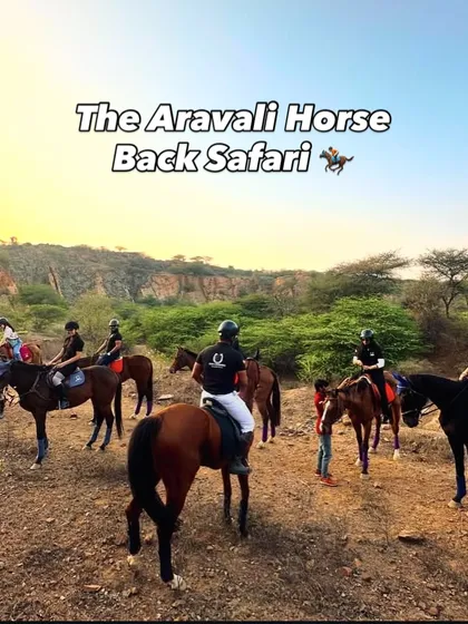 A typical start to our Aravali Horseback Safari. A group of riders, both new and experienced, get ready to head out into the hills with our trainers ensuring everyone is comfortable and safe.