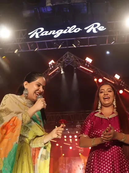 Sharing a laugh with Jaya Kishori on stage. These are the memories I will cherish forever, blending spirituality with celebration.