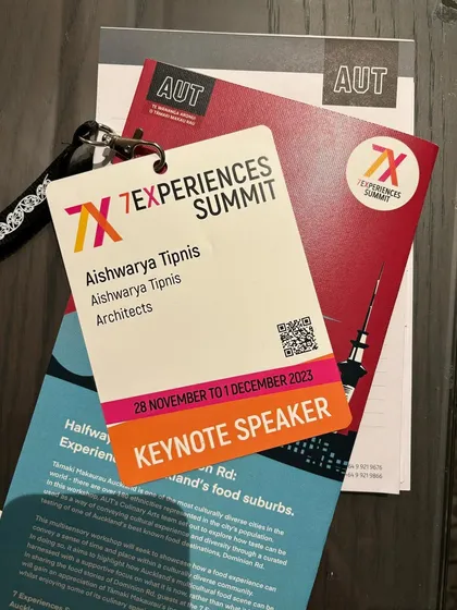 My keynote speaker badge for the 7Experiences Summit at Auckland University of Technology. This was my first time speaking at a conference outside my core domain, focusing on the broader field of experience design.