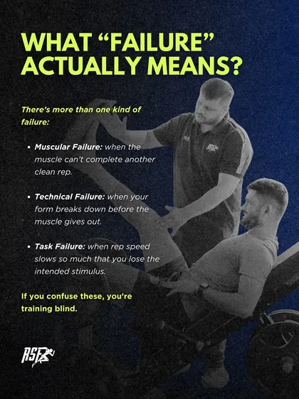 "Failure" can mean different things: muscular, technical, or task failure. Confusing these means you're training blind, so I teach athletes to understand the difference.
