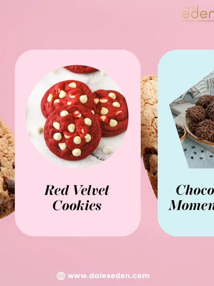 Our cookies are here to steal your heart. Choose from Red Velvet with white chocolate chips, Choco Melting Moments, and more.