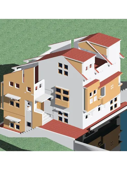 A duplicate of the aerial 3D model, used to refine the final architectural form.