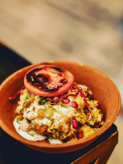 A modern take on Indian chaat. This Potato Roesti with a sweet and sour yogurt mousse is one of our innovative live counter offerings.