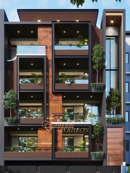 The facade of a building sets the tone for the experiences within. This exterior design uses a modern composition of wood, brick, and glass to create a dynamic yet harmonious structure that promises luxury and thoughtful design.