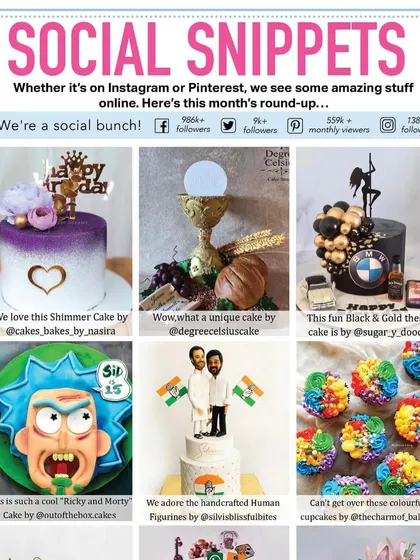 A proud moment showing my work featured in the "Social Snippets" section of Cake Masters India magazine.