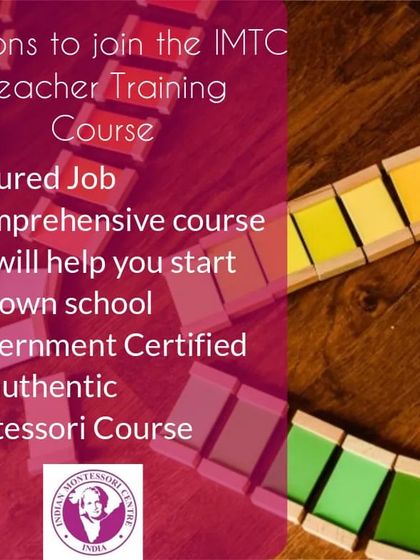 This is a reliable, job-oriented, and comprehensive Montessori Teacher Training course. The color tablets shown are just one of the many sensorial materials you will learn to use to refine a child's senses.