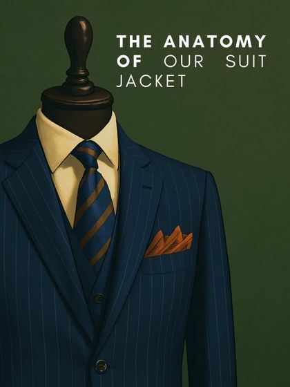 An educational graphic detailing the key components of our suit jackets. Understanding the anatomy of a suit is the first step toward appreciating true bespoke quality.