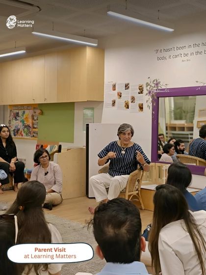 Our founder, Sonya, speaks with a group of parents during a Parent Visit. These sessions are an opportunity for open dialogue, where parents can ask questions and gain a deeper understanding of our educational approach.