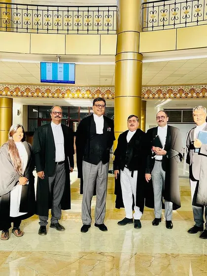With colleagues inside the Jodhpur High Court, noted for its grand central dome. It was a pleasure to appear before this court and interact with the friendly and knowledgeable local bar.
