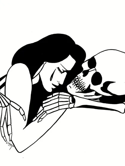 This pen and ink drawing explores the theme of love and loss. It's a piece that speaks to the feeling of holding on to a memory, representing the deeper, more introspective side of my art.