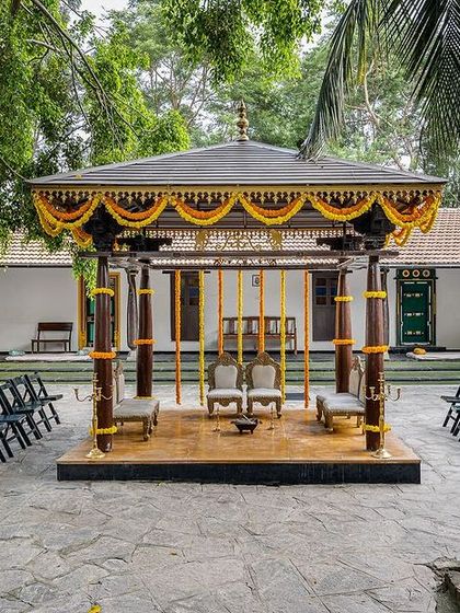 The Atithishala Mandap, an intimate courtyard space perfect for Haldi, Mehendi, or smaller, close-knit ceremonies, showcasing traditional architecture.