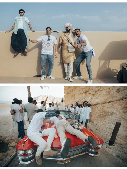 The groom's squad having a blast. We love capturing the fun and energy of the entire wedding party.