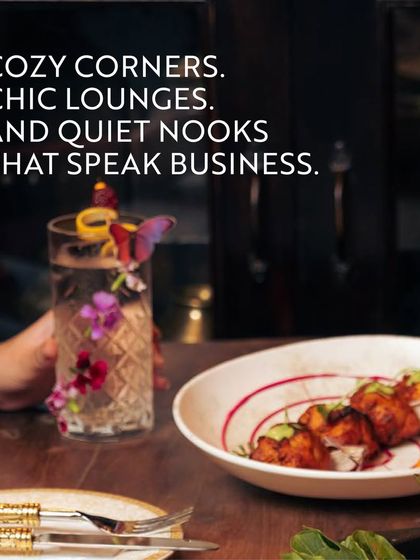 Business meets pleasure in our chic lounges and quiet nooks. This setting is perfect for a power lunch or a casual meeting, complete with artfully presented food and drinks.