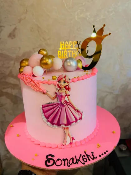 A pretty pink princess cake for Sonakshi's 9th birthday.
