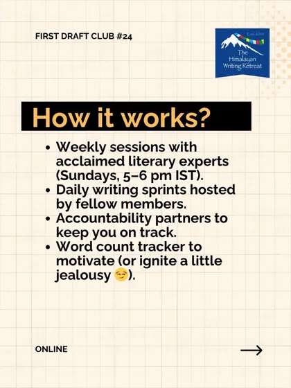 This is how we get you writing. Our four-week program combines weekly expert sessions for inspiration, daily writing sprints for momentum, accountability partners to keep you on track, and a word count tracker for that extra motivational push.