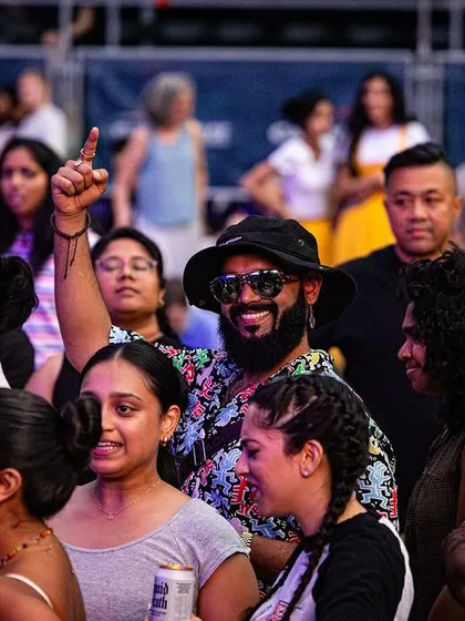 The crowd at a SummerStage concert I DJ'd for the amazing Arooj Aftab. I provide opening DJ sets for major artists, curating the musical atmosphere for large-scale concerts in Central Park.