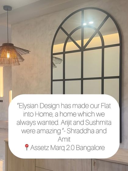 "Elysian Design has made our Flat into Home, a home which we always wanted." This is the ultimate compliment for us. Turning a property into a personal home is what we strive for. Thank you, Shraddha and Amit, for letting us be a part of your journey.