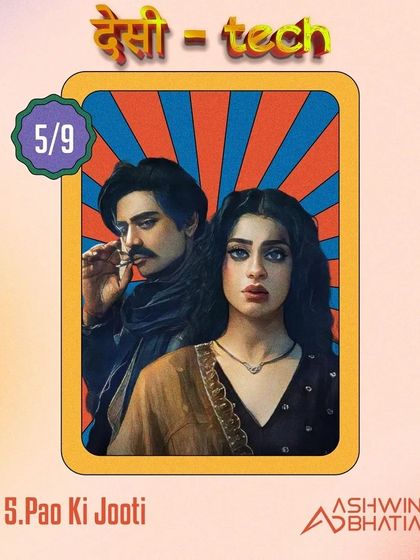 'Pao Ki Jooti' from my Desi Tech album. This artwork reflects the retro yet edgy vibe of the track, a modern take on a classic dialogue.