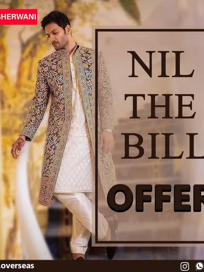 This is what I call smart wedding shopping. Get a designer look like this heavily embroidered sherwani for your big day, and then use the rental amount to shop for other things later.