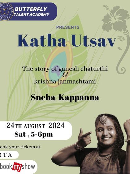 The official poster for our Katha Utsav event, celebrating the stories of Ganesh Chaturthi and Krishna Janmashtami. These cultural events are open to the entire community.