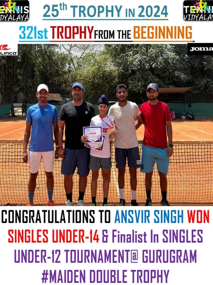 Congratulations to Ansvir Singh for winning the singles Under-14 title and finishing as a finalist in the Under-12 tournament, securing a maiden double trophy.