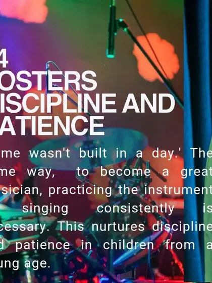 Benefit #4: It fosters discipline and patience. Mastering an instrument takes time and consistent effort, teaching children the value of perseverance.