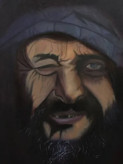 The portrait is nearing completion. Most of the details are in place, and I'm working on the final highlights and shadows that make the expression pop.